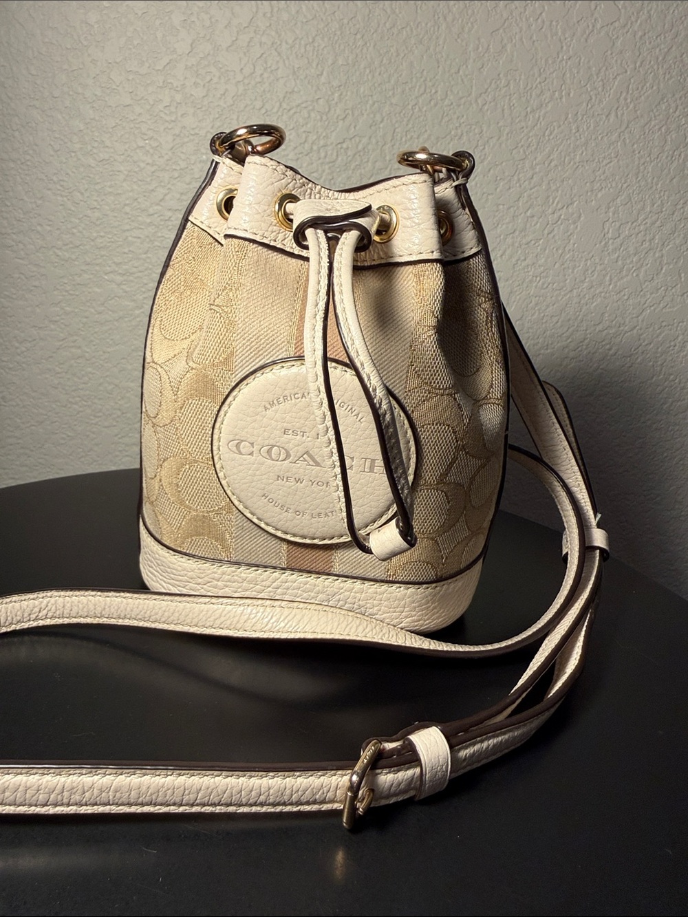 COACH DEMPSEY Mini Bucket
Bag Crossbody Signature
Jacquard Stripe C8322